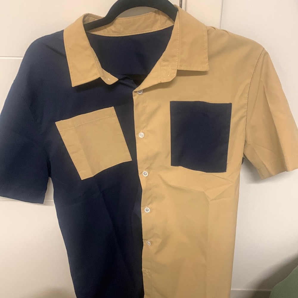 SHEIN color block button down shirt